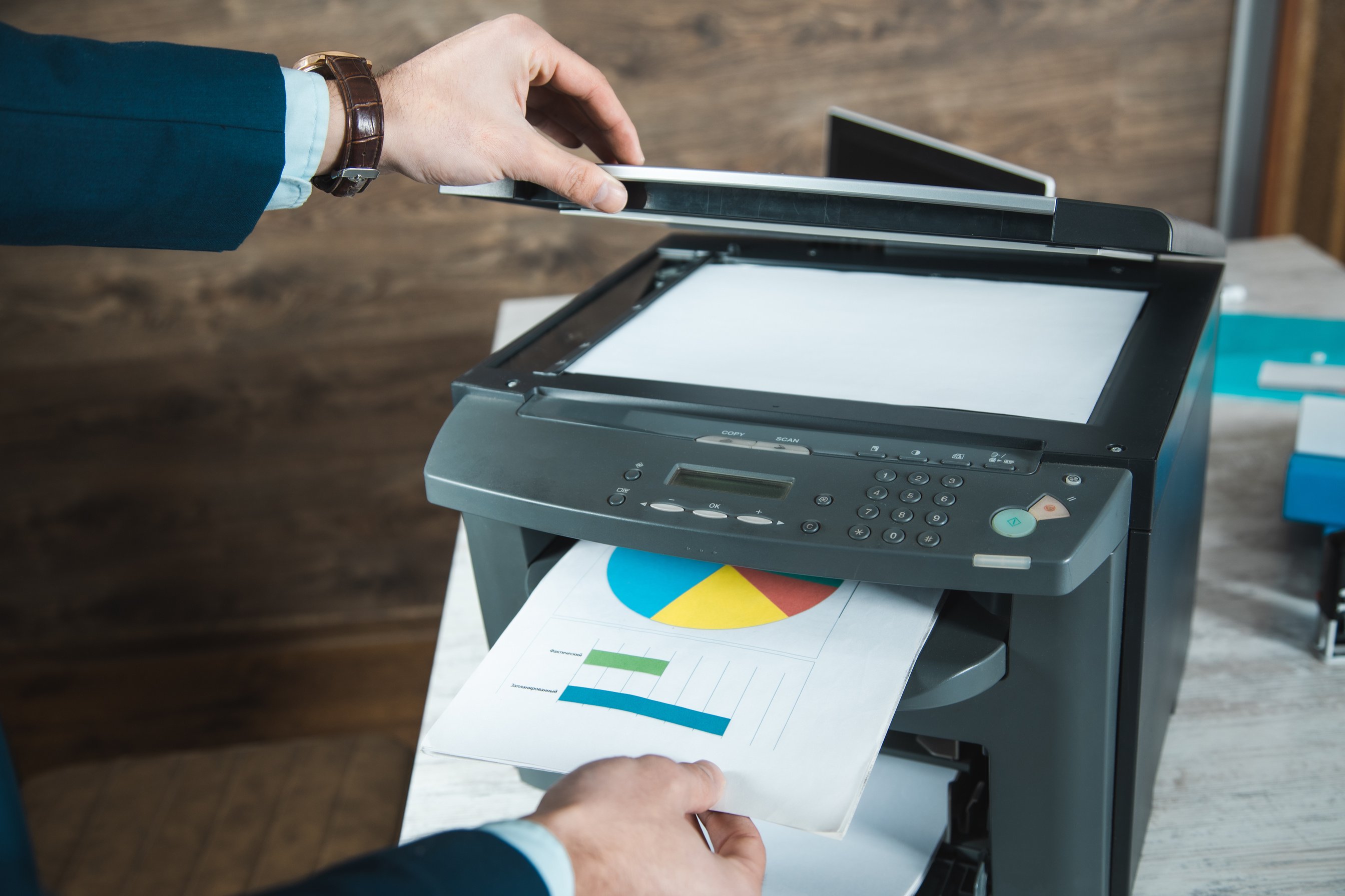 man hand printer